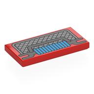 Tile 2 x 4 with Grill, Winch with Dark Azure Rope print