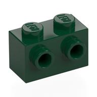 Brick Special 1 x 2 with 2 Studs on 1 Side Dark Green