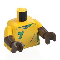 Torso, Dual Molded Arms with Football Shirt, Green Shapes, '7', 'VINI JR.' print, Yellow Sleeves Pattern, Umber Brown Arms and Hands