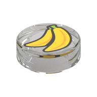 Tile Round 1 x 1 with Bananas Print Trans-Clear