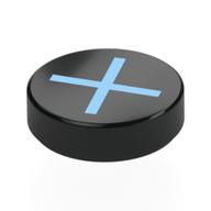 Tile Round 1.5 x 1.5 with Bright Light Blue X Print Black
