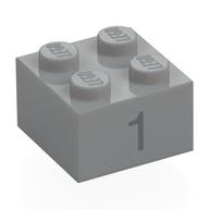 Brick 2 x 2 with Dark Bluish Grey '1' Print Light Bluish Gray