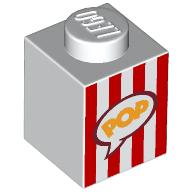 Brick 1 x 1 with Popcorn Bucket print