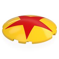 Brick Round Curved 6 x 6 x 1 with Red Star Print Yellow