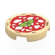 Tile Round 2 x 2  with Pizza, Red Sauce, White Cheese, Leaves Print
