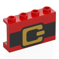 Panel 1 x 4 x 2 with Black Belt, Gold Belt Buckle Print Red