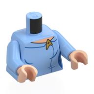 Torso, Bright Light Blue Arms, Light Nougat Hands with print