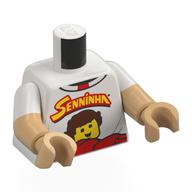 Torso, Dual Molded Arms with White Sleeves Pattern, Warm Tan Arms and Hands with print