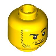 Minifig Head, Beard Stubble, Raised Eyebrow, White Pupils Print, Stubble Goatee