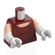 Torso, Dual Molded Arms, Dress, Gold/Dark Bluish Grey Striped Decorations, Light Nougat Chest, Black Beaded Necklace Print, Light Nougat Sleeves Pattern, White Arms and Hands