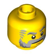 Minifig Head, Beard Gray with Gray Eyebrows, Sideburns and Stern Print