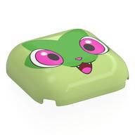 Brick Round, Curved 4 x 4 with Sprigatito Face, Dark Pink Eyes, Open Mouth, Green Leave print