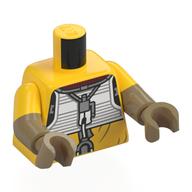 Torso, Dual Molded Arms, White Chest Plate, Silver Straps/Buckles Print, Yellow Sleeves Pattern, Dark Tan Arms and Hands
