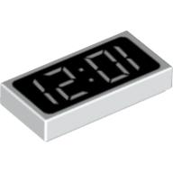 Tile 1 x 2 with Groove and Digital Clock Print - '12:01' or '10:21'