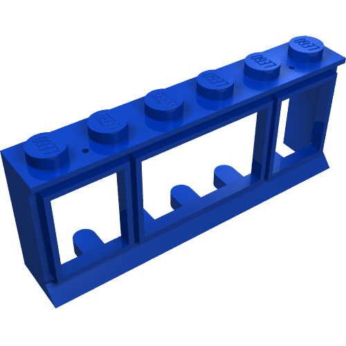 Window 1 x 6 x 2 (old type) with Extended Lip and Solid Studs, no Glass