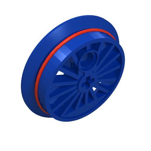Train Wheel Large With Axle Pinhole and Red Traction Band