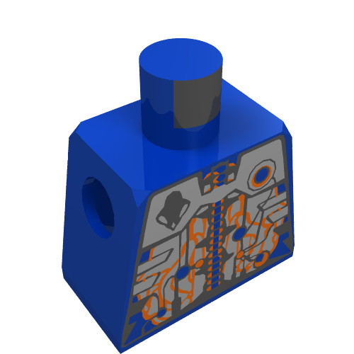 LEGO part Minifig Torso UFO Silver and Gold Circuitry Print