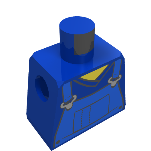 LEGO part Minifig Torso with V-Neck Shirt and Blue Overalls Print