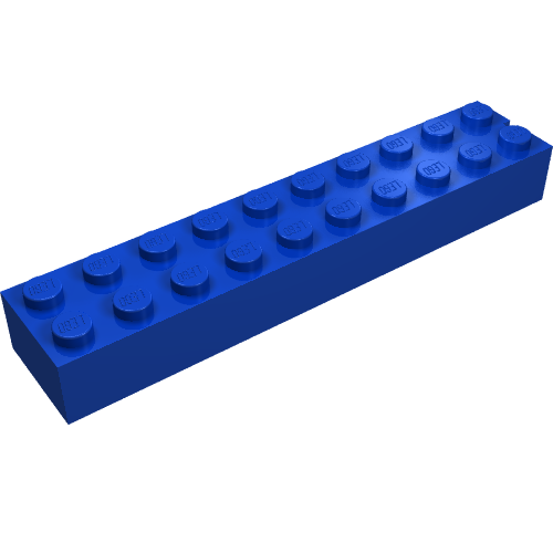 Brick 2 x 10 without Bottom Tubes, 1 End Slot