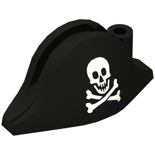 Hat Pirate Bicorne with Skull and Crossbones Print