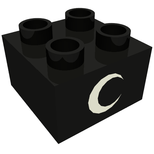 Duplo Brick 2 x 2 with Eye without White Spot Print, on Two Sides