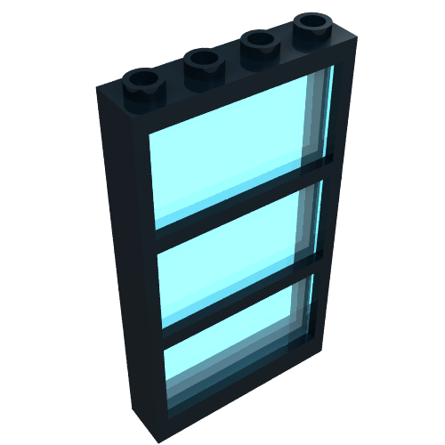 Window 1 x 4 x 6 Frame with 3 Panes, with Fixed Trans-Light Blue Glass