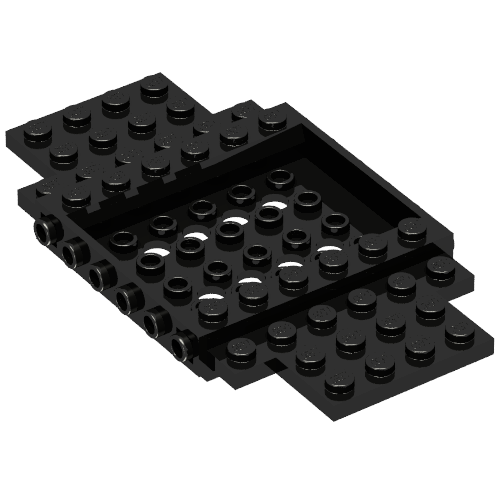Vehicle Base 6 x 12 x 1 with Holes, 5 x 4 Recessed Center, 6 Studs On sides, 1 x 2 Cutouts on Ends (65634)