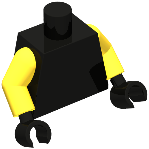 Torso, Yellow Arms, Black Hands [Plain] (973c01h03)