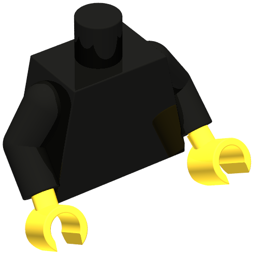 Torso, Black Arms, Yellow Hands [Plain] (973c03h01)