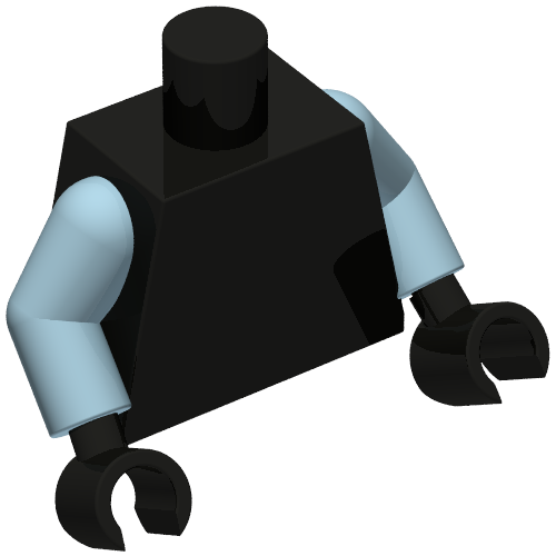 Torso, Sand Blue Arms, Black Hands [Plain] (973c24h03)