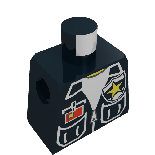 Minifig Torso with Vest, Patch Pockets, and Police Badge Print