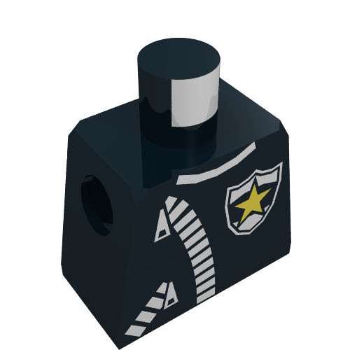 Minifig Torso with Zipper Jacket and Police Logo Print