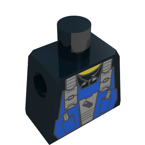 Minifig Torso with Blue Vest, Collar and Test Tube Print