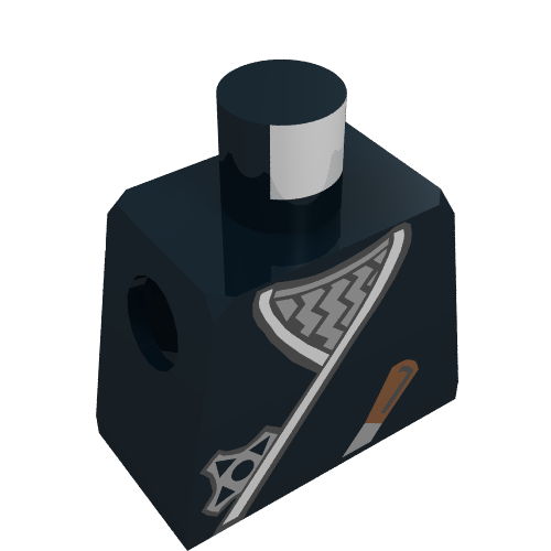 Minifig Torso with Ninja Wrap, Silver Shuriken, and Dagger Print