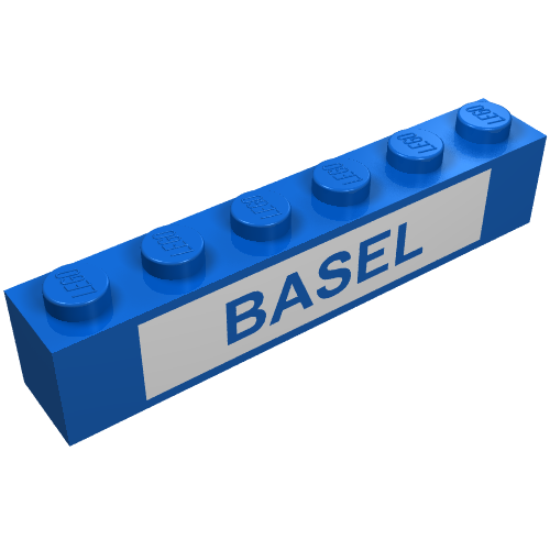 Brick 1 x 6 with 'BASEL' on White Background Print