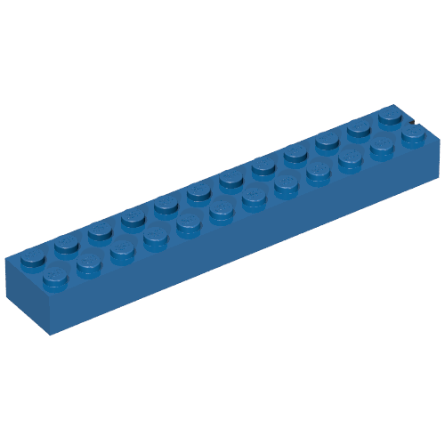 Brick 2 x 12 without Bottom Tubes, 1 End Slot