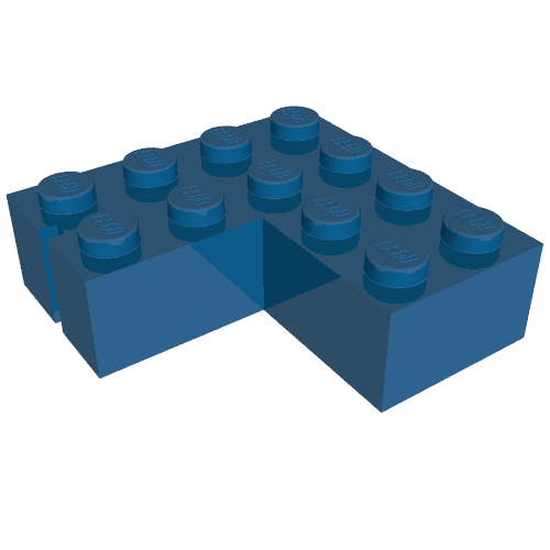 Brick 4 x 4 Corner without Bottom Tubes, Slotted (with 1 slot, right side)