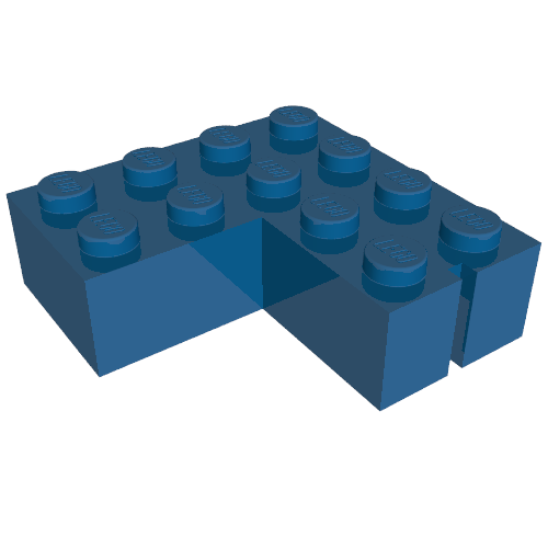 Brick 4 x 4 Corner without Bottom Tubes, Slotted (with 1 slot, left side)