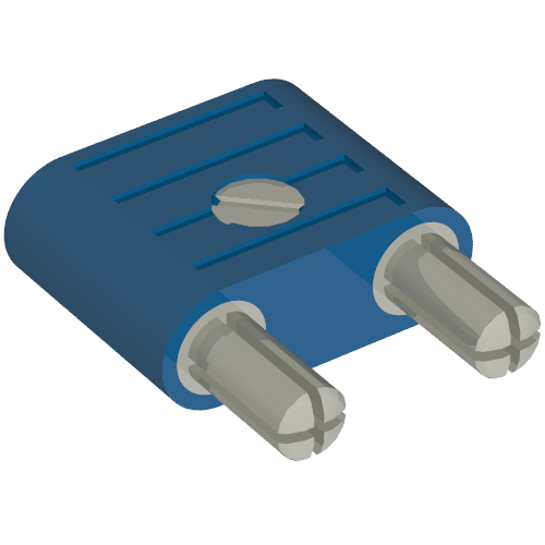 Electric Connector, 2 Way Male Rounded Narrow Type 1 with Cross-Cut Pins