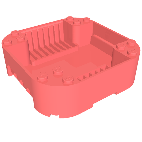 Pod, Square Rounded Corners, Back, 8 x 8 x 2, Corner Studs, and Recessed Slots (65129)