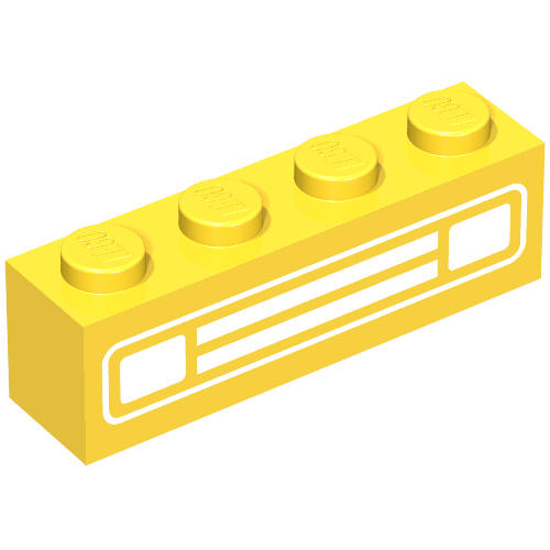 Brick 1 x 4 with Bottom Tubes, with Chrome Silver Car Grill Print