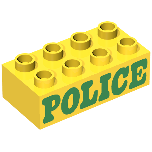 Duplo Brick 2 x 4 with 'POLICE' Print