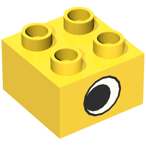 Duplo Brick 2 x 2 with Eye without White Spot Print, on One Side