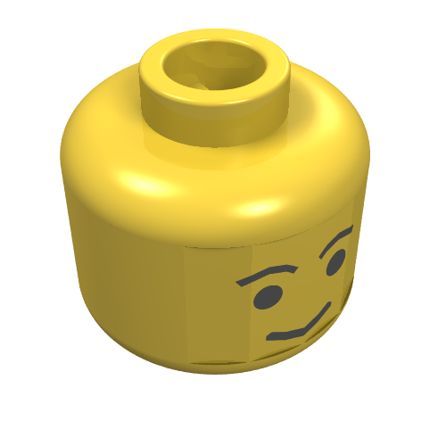 Minifig Head, Standard Grin and Eyebrows Print [Blocked Open Stud]