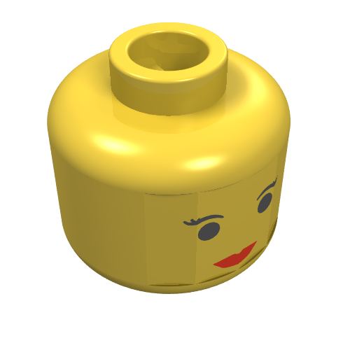 Minifig Head, Red Lips Small Eyebrows Print [Blocked Open Stud]