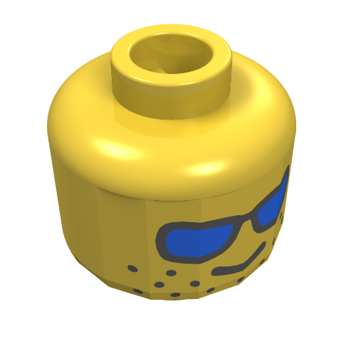 Minifig Head, Blue Sunglasses and Wide-Spaced Stubble Print [Blocked Open Stud]