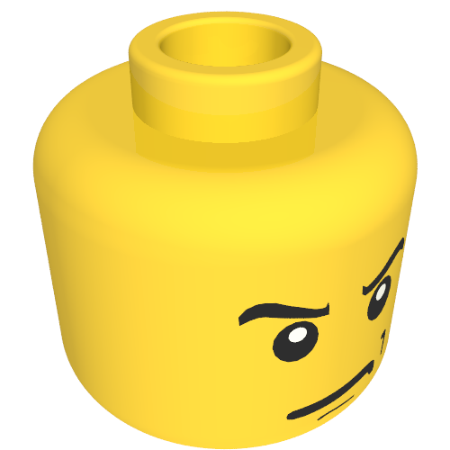 Minifig Head, Eyebrows and Scowl, White Pupils Print