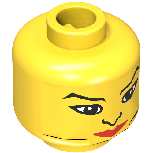 Minifig Head Indian, Female, Nose, Red Lips, and Large Eyes Print [Blocked Open Stud]