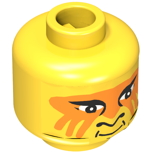 Minifig Head Indian, Face Paint with Orange Painted Face Print [Blocked Open Stud]