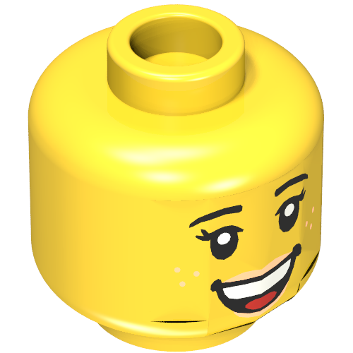 Minifig Head Feldman / Rivera, Eyebrows, Freckles, Open Smile Teeth / Sleeping, Closed Eyes Print